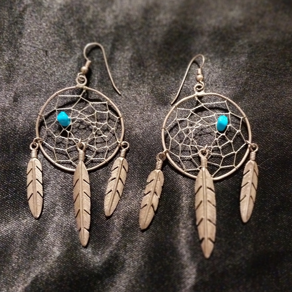 Silver Dream Catcher Earrings - Picture 2 of 4